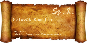 Szlovák Kamilla névjegykártya